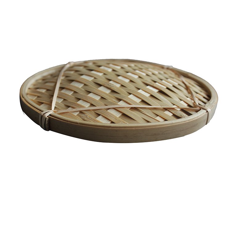 2023 Natural Bamboo Round Weaving Fruit Basket Storage Basket