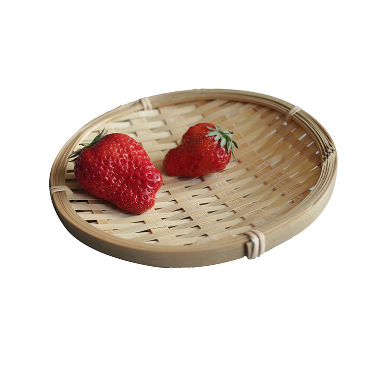 2023 Natural Bamboo Round Weaving Fruit Basket Storage Basket