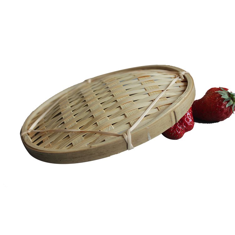 2023 Natural Bamboo Round Weaving Fruit Basket Storage Basket