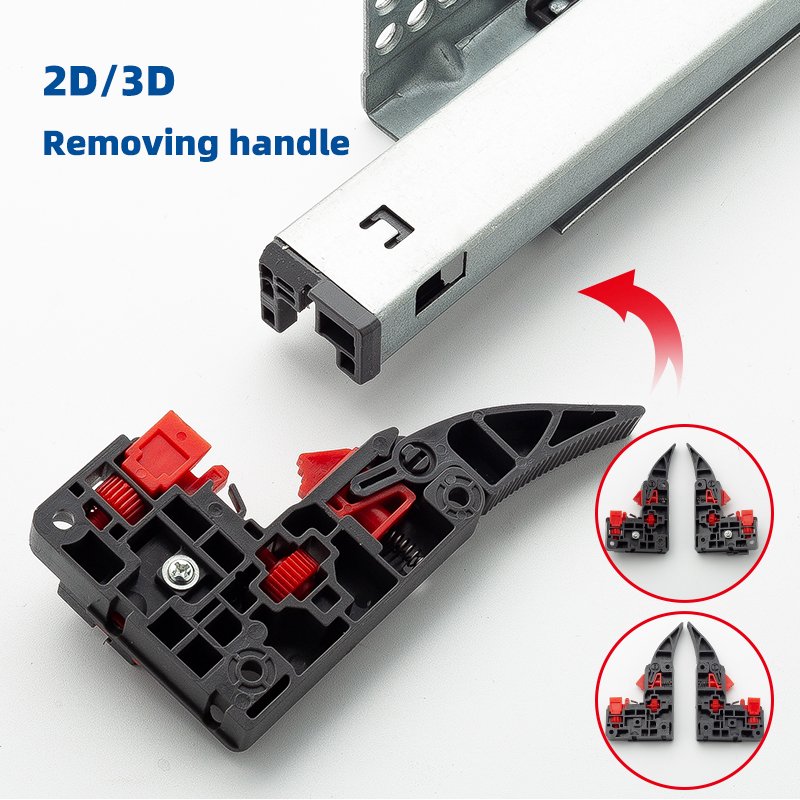 3 Fold Damper Basket Drawers Channel Hidden Telescopic Rail Push To Open Drawer Slide With 2D 3D Handles