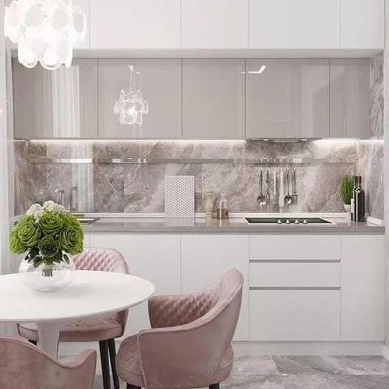 Customize modern home bar stone countertop marble top flat pack italian kitchen cabinet