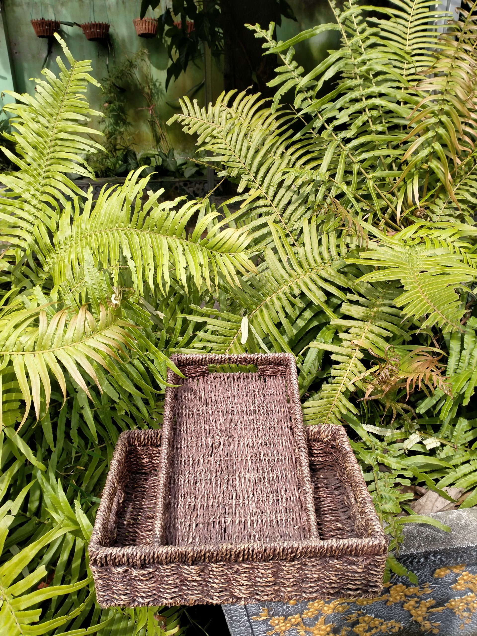 Best selling Water-Hyacinth or Seagrass Storage Basket Natural With Hole Handle Normal Weave in Vietnam manufacturer HO-2010