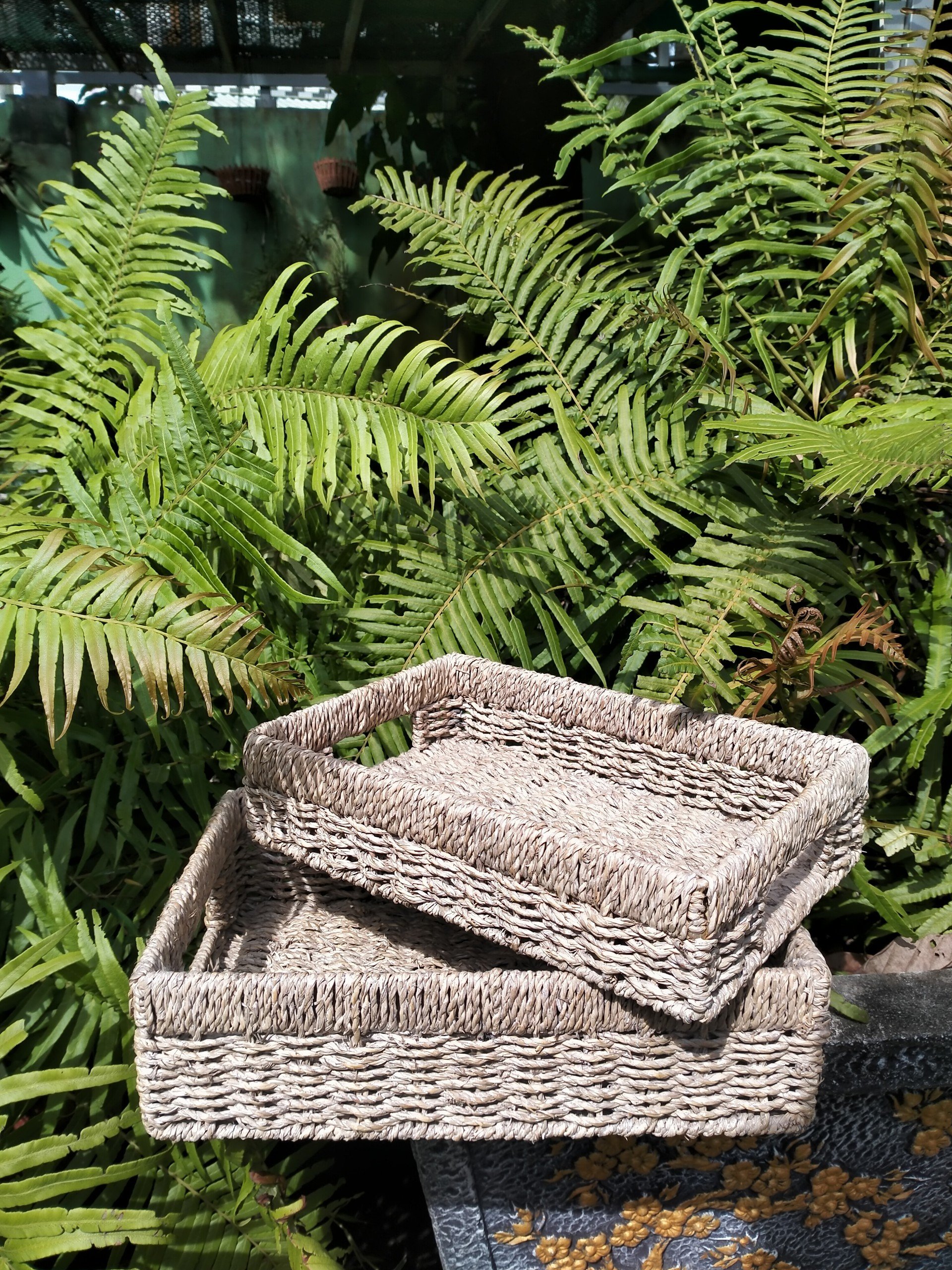 Best selling Water-Hyacinth or Seagrass Storage Basket Natural With Hole Handle Normal Weave in Vietnam manufacturer HO-2010