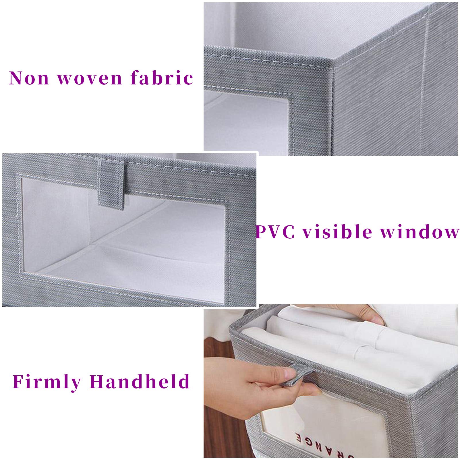 Storage Baskets 100% Polyester Clothing Organizer, Basket for Laundry with Handle Baby Cloth Storage, Folding Storage Box