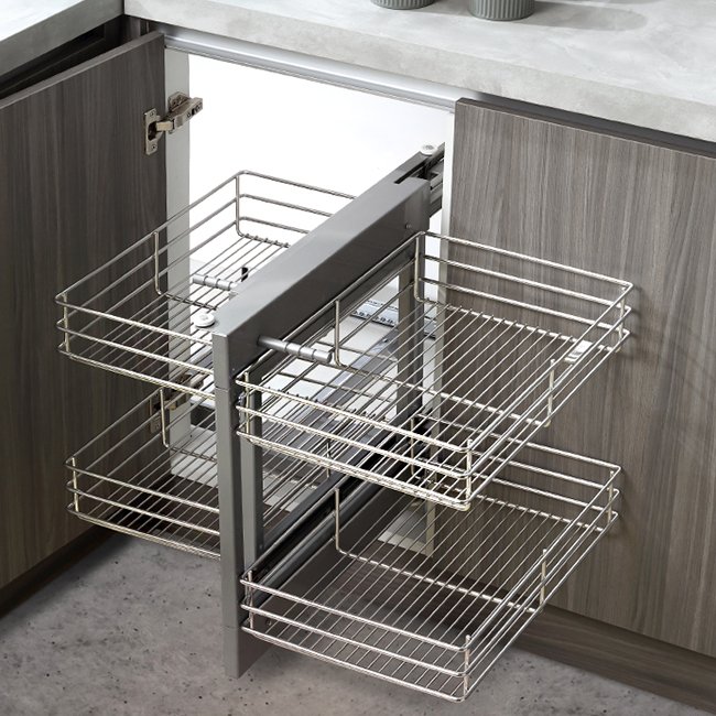 Full pull-out pantry steel wire cabinet magic corner basket for kitchen