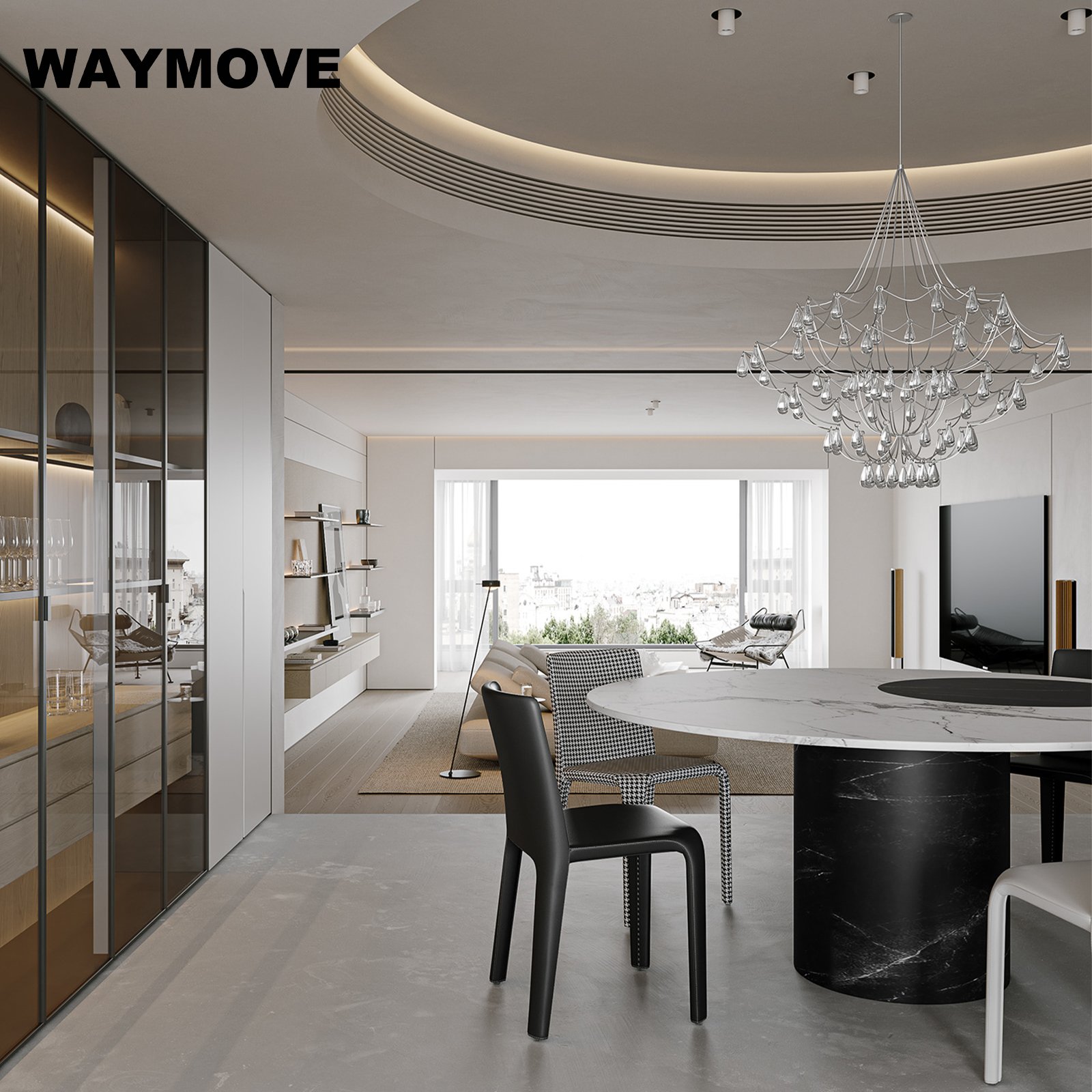 WAYMOVE Modern Modular Kitchen Cabinets with Island Table Practical Kitchen Furniture with Stylish Designs