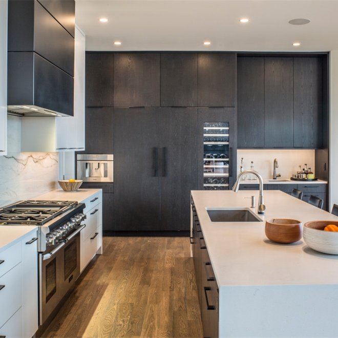 Modern house kitchen cheap melamine finish kitchen cabinet