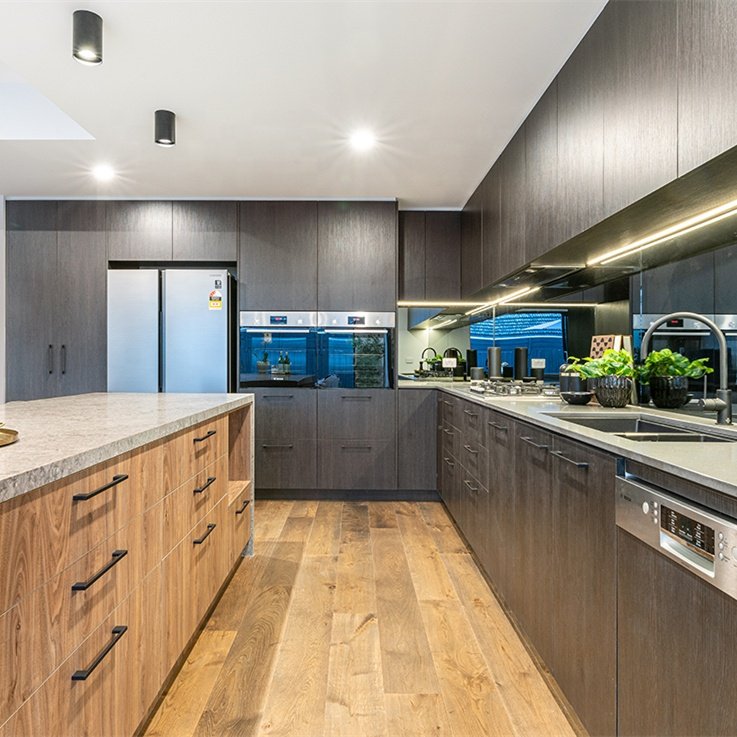 Modern house kitchen cheap melamine finish kitchen cabinet