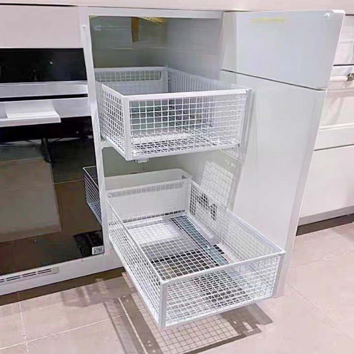 Pull-out basket kitchen cabinet drawer-style pullout cabinet organizer homemade seasoning vegetable bowl basket