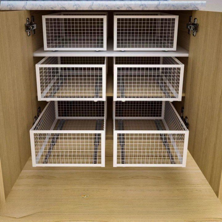 Pull-out basket kitchen cabinet drawer-style pullout cabinet organizer homemade seasoning vegetable bowl basket