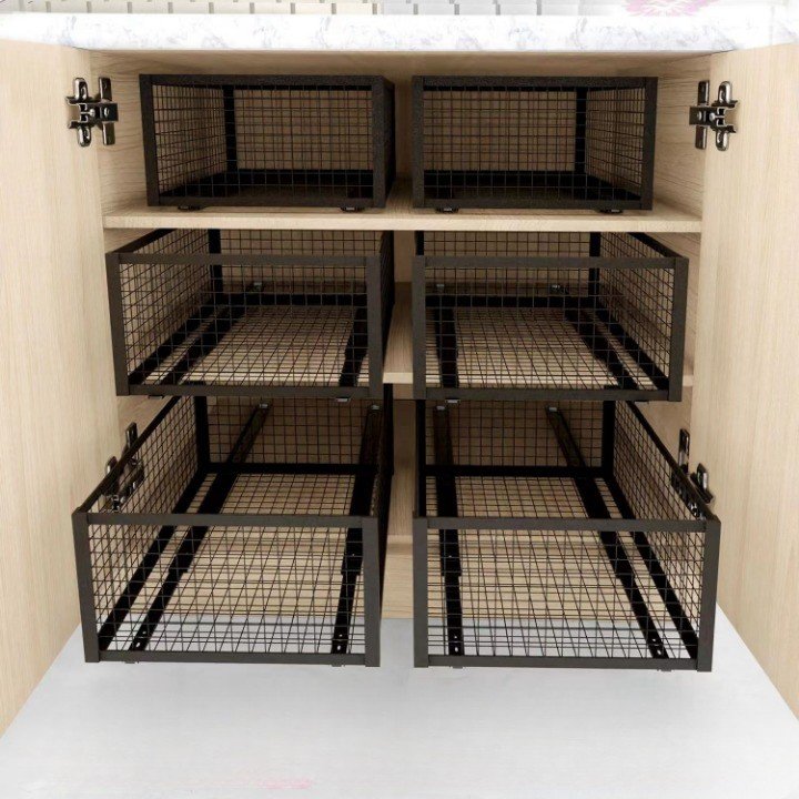 Pull-out basket kitchen cabinet drawer-style pullout cabinet organizer homemade seasoning vegetable bowl basket