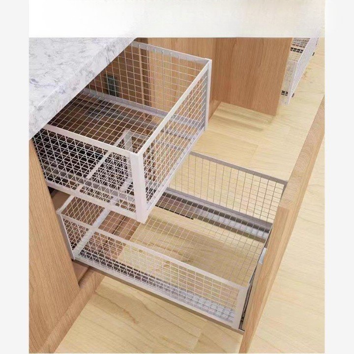 Pull-out basket kitchen cabinet drawer-style pullout cabinet organizer homemade seasoning vegetable bowl basket