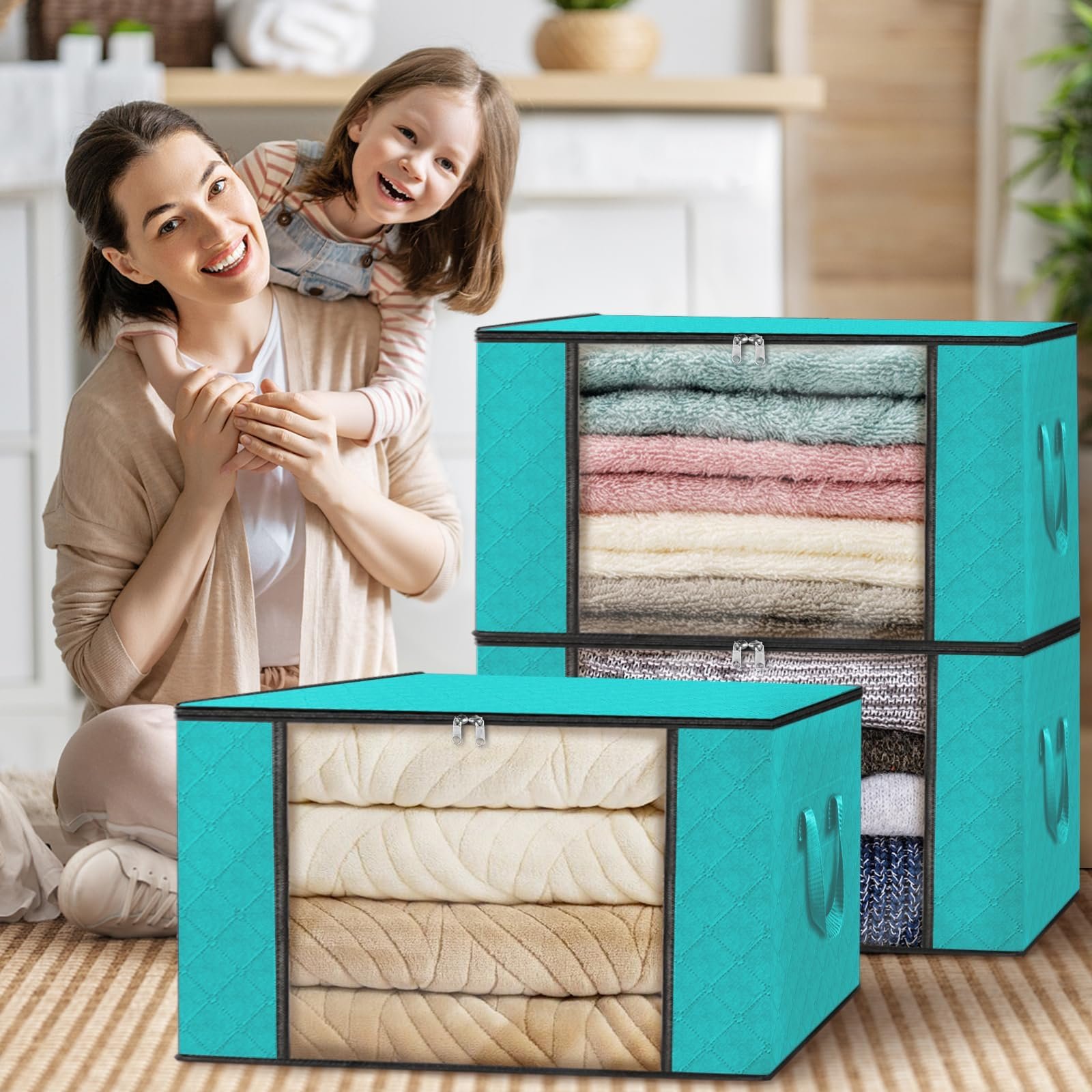 Manufacture Directly Translucent Waterproof Dust-proof Large Capacity Hanging Clothing Bins Storage Baskets For Clothes