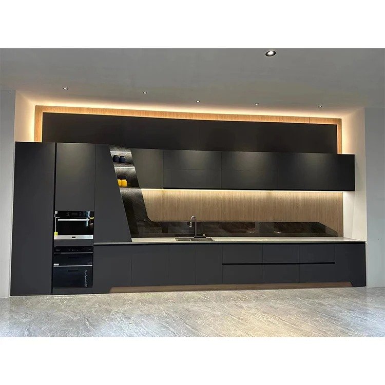 YVT Living Modern Luxury Design Smart Aluminium Kitchen Cabinets Environmentally Friendly Lacquer Acrylic Door Includes Sink