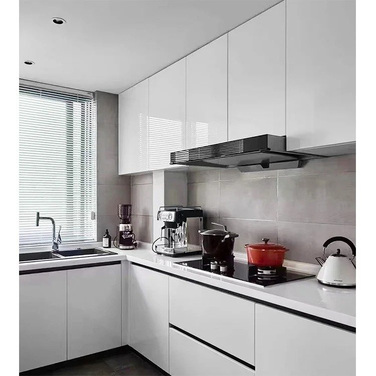 YVT Living Modern Luxury Design Smart Aluminium Kitchen Cabinets Environmentally Friendly Lacquer Acrylic Door Includes Sink
