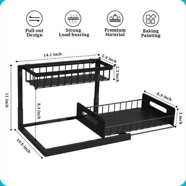 Cross-border kitchen sink storage rack Cabinet storage rack Multi-functional pull-out drawer basket organizer shelf