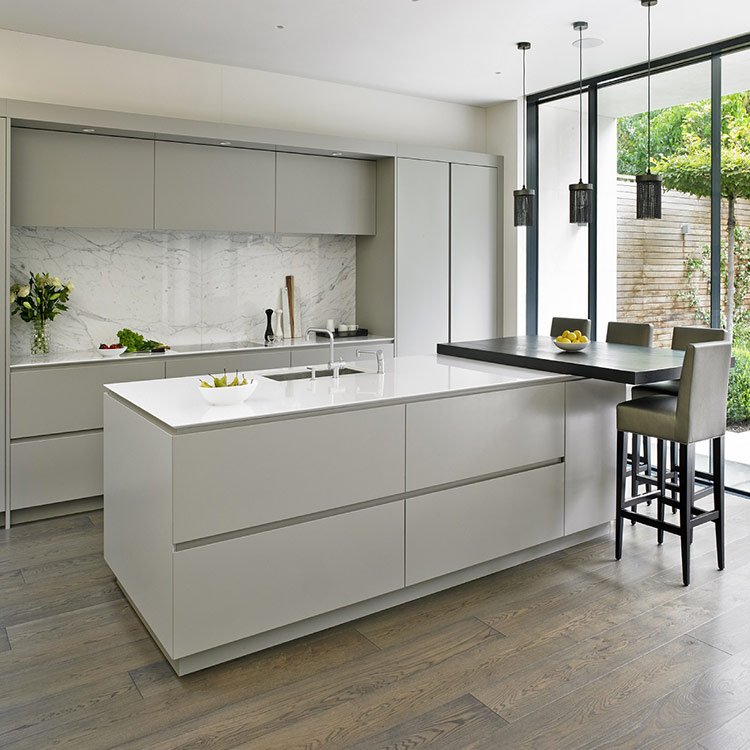 Affordable quality European style high gloss kitchen center island wooden cupboard for painting laminate modern kitchen cabinets