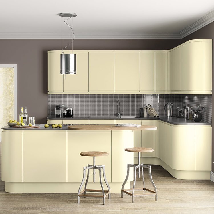 Affordable quality European style high gloss kitchen center island wooden cupboard for painting laminate modern kitchen cabinets