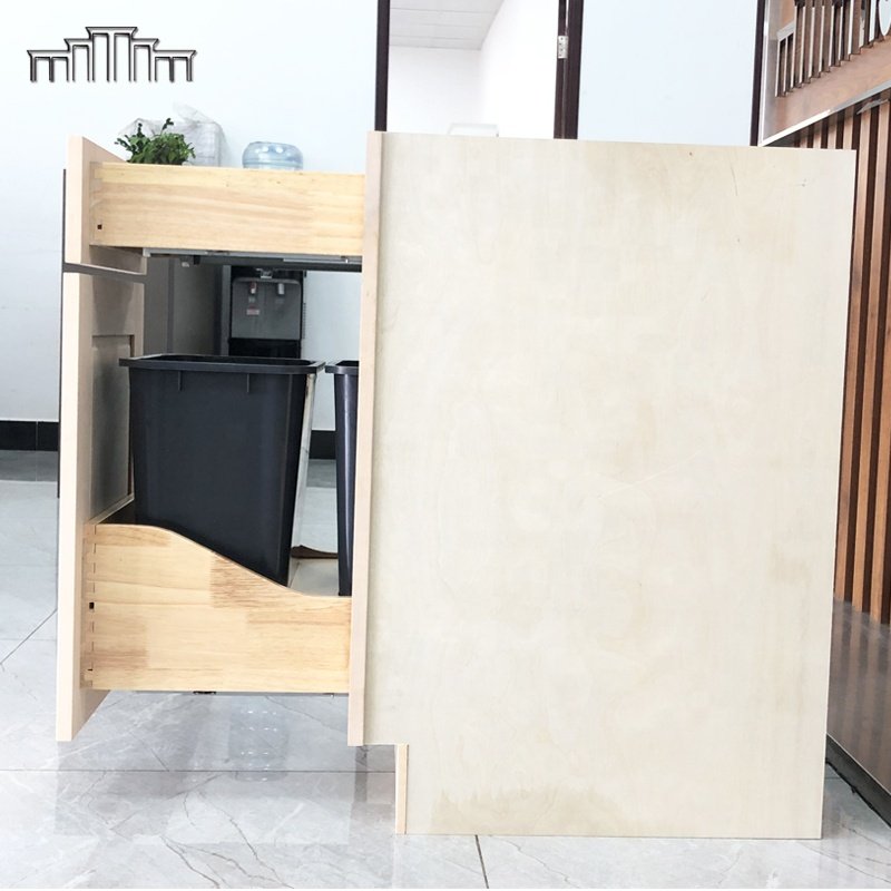 Unfinished Natural Wood Kitchen Cabinets Doors Base Cupboard Natural Finish Plywood Cabinet Body Under Waste Bin Drawer Box