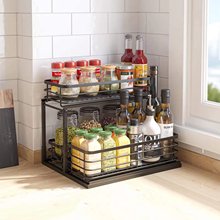2 Tier Pull Out Cabinet Organizer Sliding Cabinet Basket Organizer Bathroom Kitchen Storage with Siding Drawers