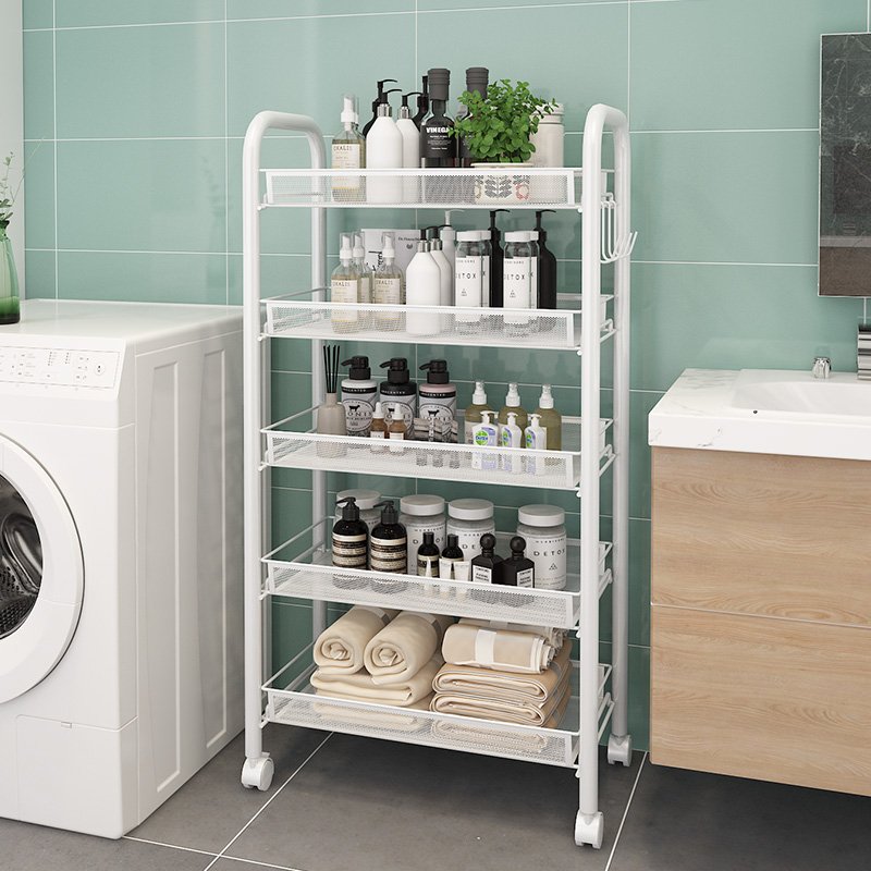 Wholesale 5 Tiers Steel Cart Kitchen Hand Trolley Movable Storage Rack Metal Utility Rolling Cart