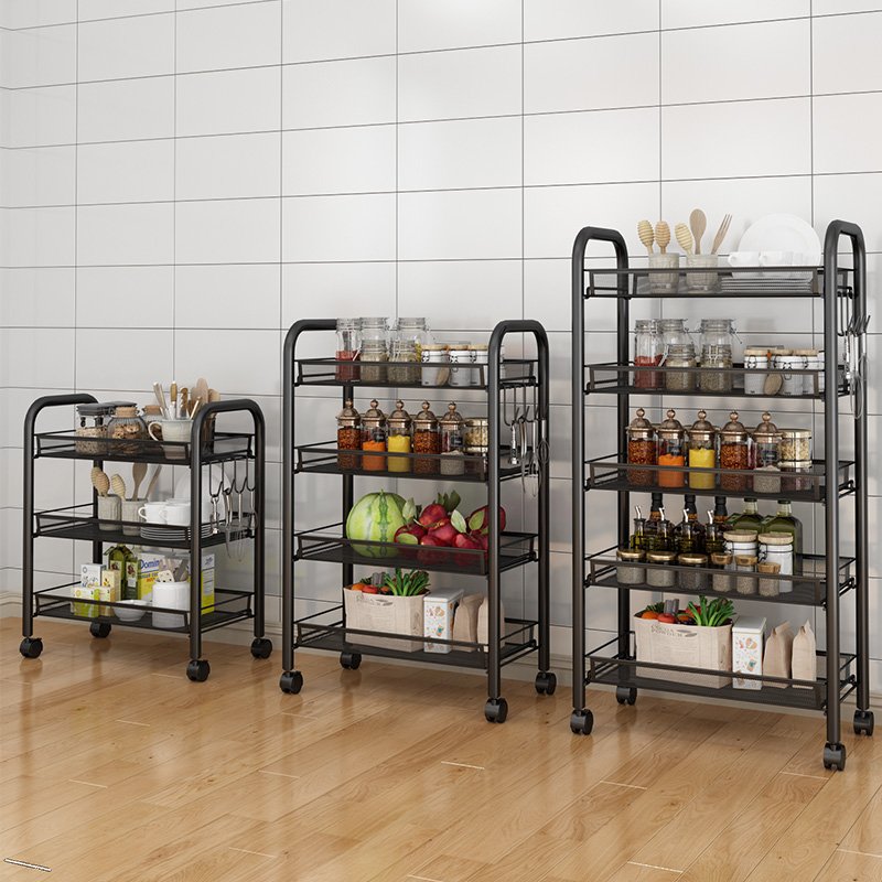 Wholesale 5 Tiers Steel Cart Kitchen Hand Trolley Movable Storage Rack Metal Utility Rolling Cart