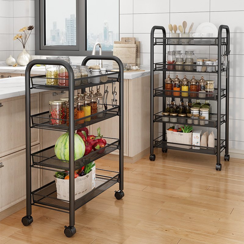 Wholesale 5 Tiers Steel Cart Kitchen Hand Trolley Movable Storage Rack Metal Utility Rolling Cart