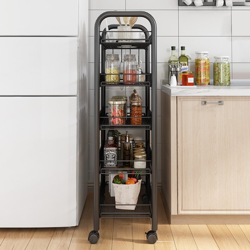 Wholesale 5 Tiers Steel Cart Kitchen Hand Trolley Movable Storage Rack Metal Utility Rolling Cart