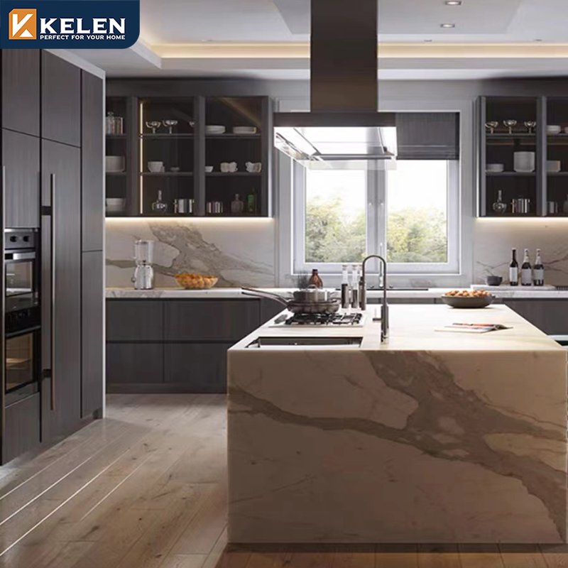 KELEN 2024 kitchen mdf cabinet supplier design modular modern wood furniture kitchen cabinet