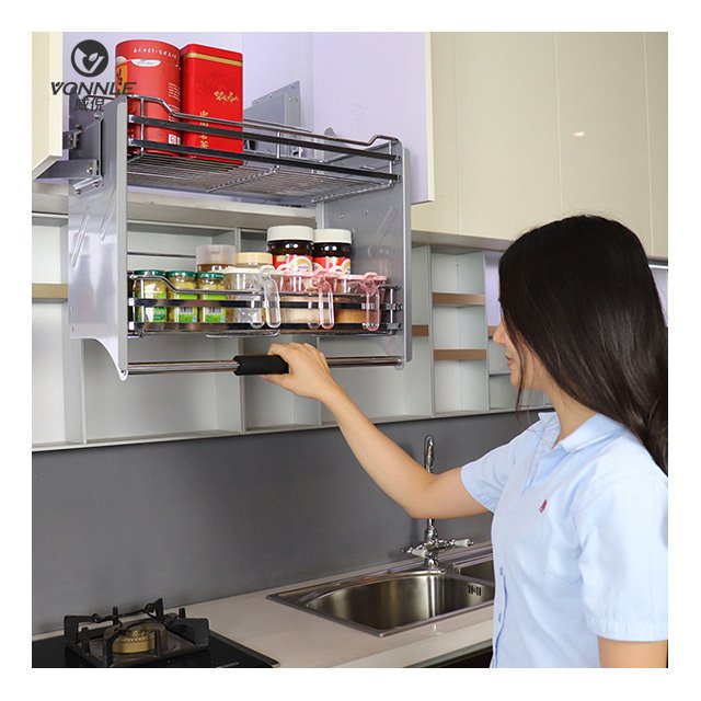 Newly designed adjustable pull-down storage stainless steel basket basket drawers pull out basket