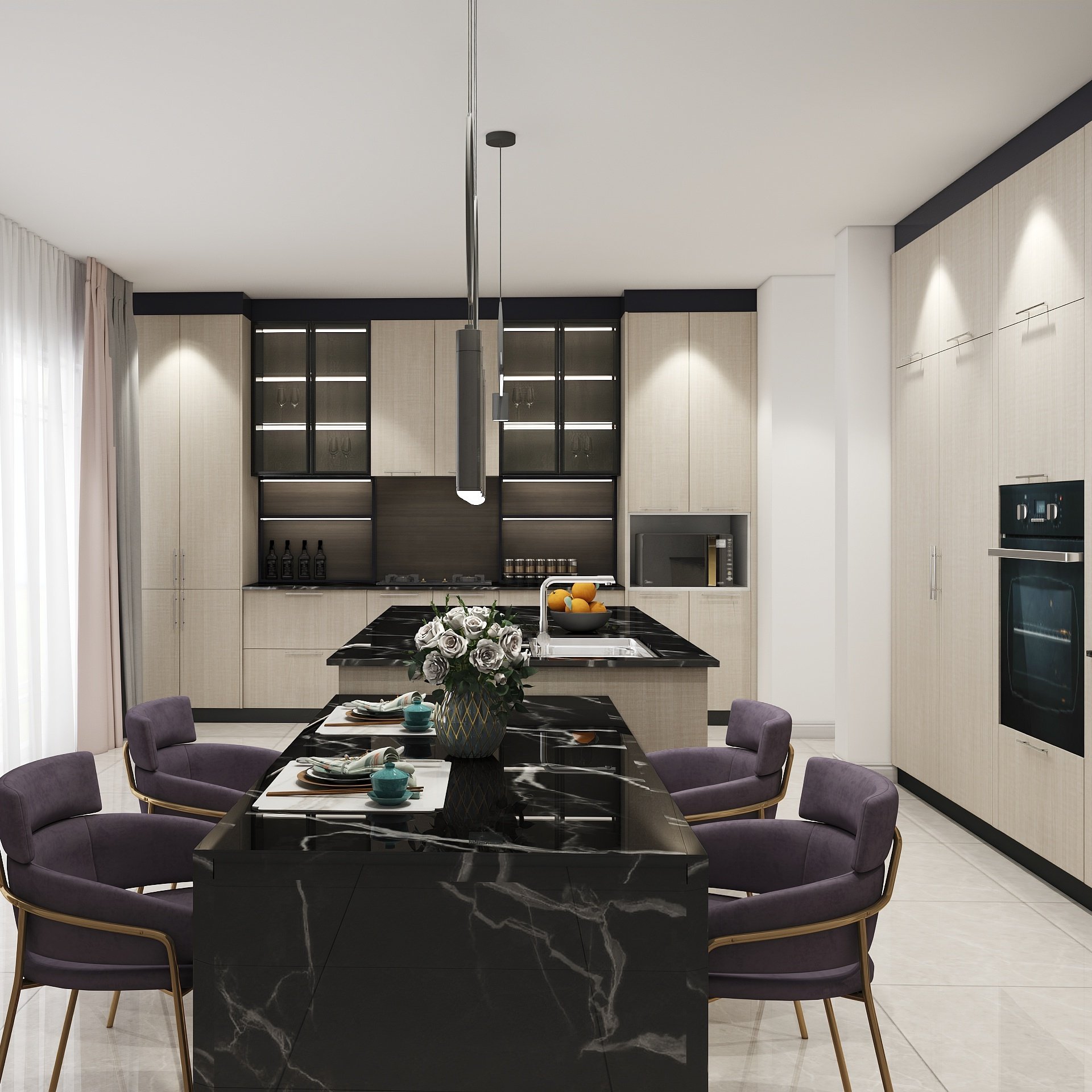Modern Shaker Kitchen with Neutral Tones and Geometric Accents Luxury Kitchen Cabinets Accessories Adjustable FREE Simple Design