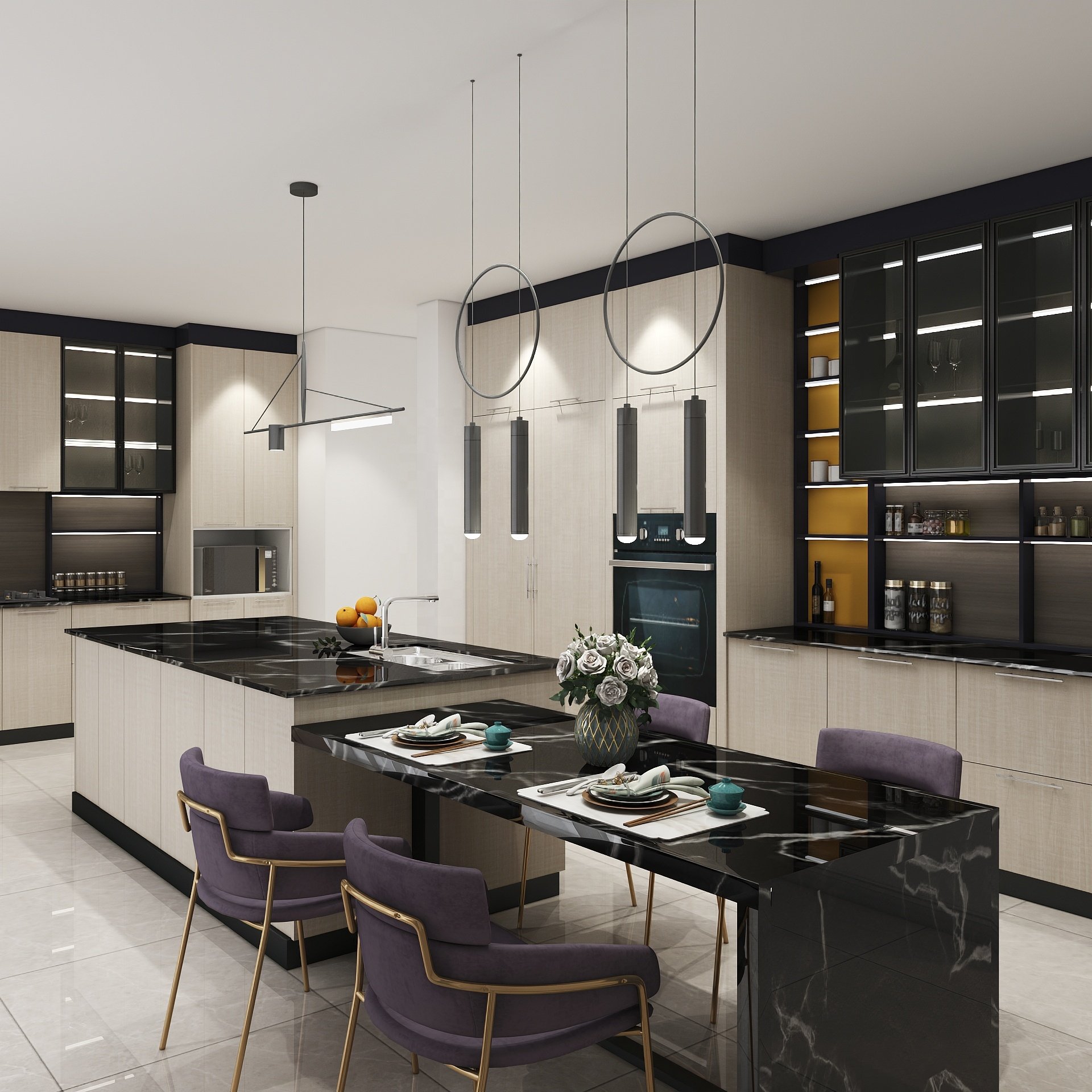 Modern Shaker Kitchen with Neutral Tones and Geometric Accents Luxury Kitchen Cabinets Accessories Adjustable FREE Simple Design
