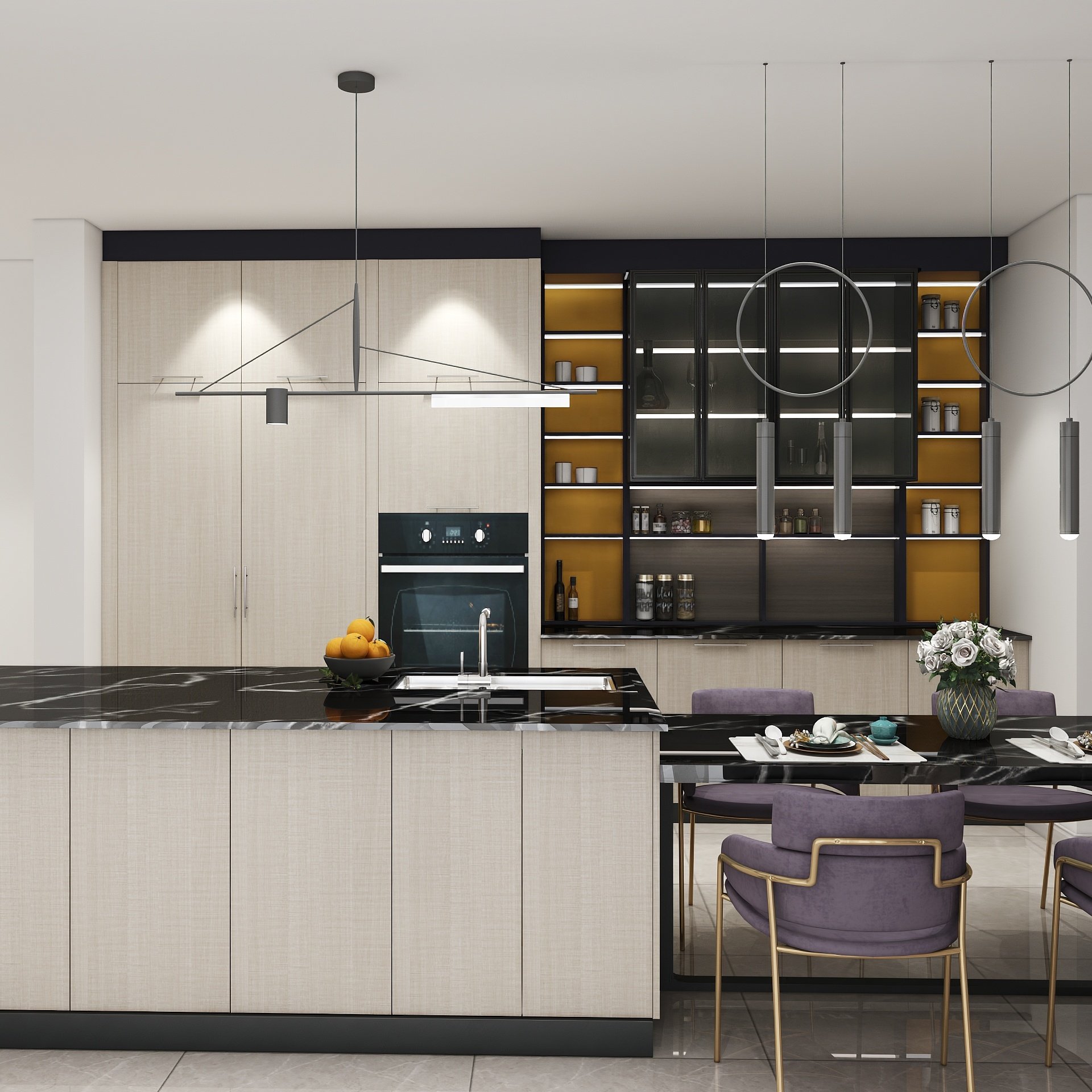 Modern Shaker Kitchen with Neutral Tones and Geometric Accents Luxury Kitchen Cabinets Accessories Adjustable FREE Simple Design