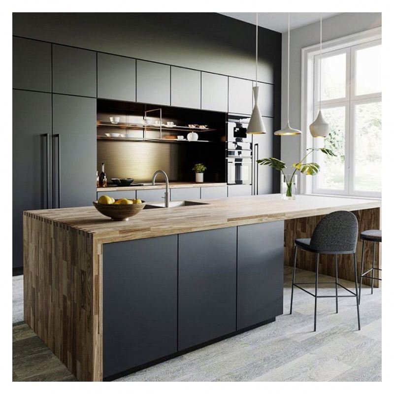 Cheap Design Modular Grey Mdf Kitchen Cabinet With Stainless Steel Sink