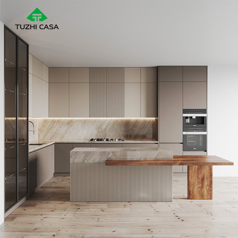 TUZHI CASA Latest Designs Modern Sets rta Furniture 304 stainless steel wall kitchen cabinets