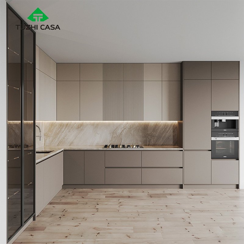 TUZHI CASA Latest Designs Modern Sets rta Furniture 304 stainless steel wall kitchen cabinets