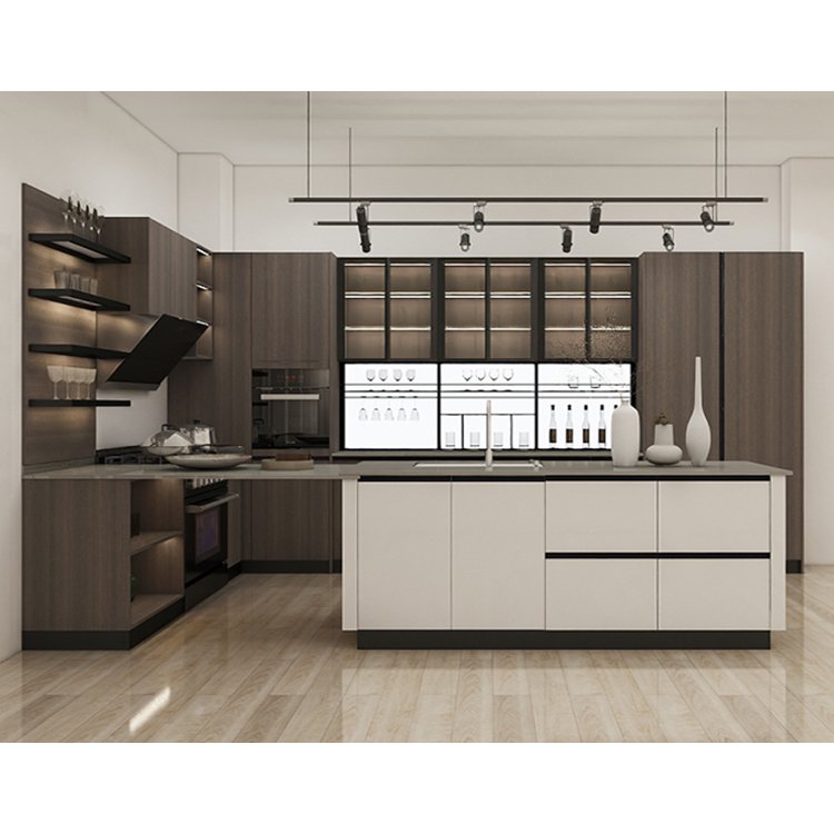 Customize new model wood cabinets modern style complete sets small wooden kitchen cabinet