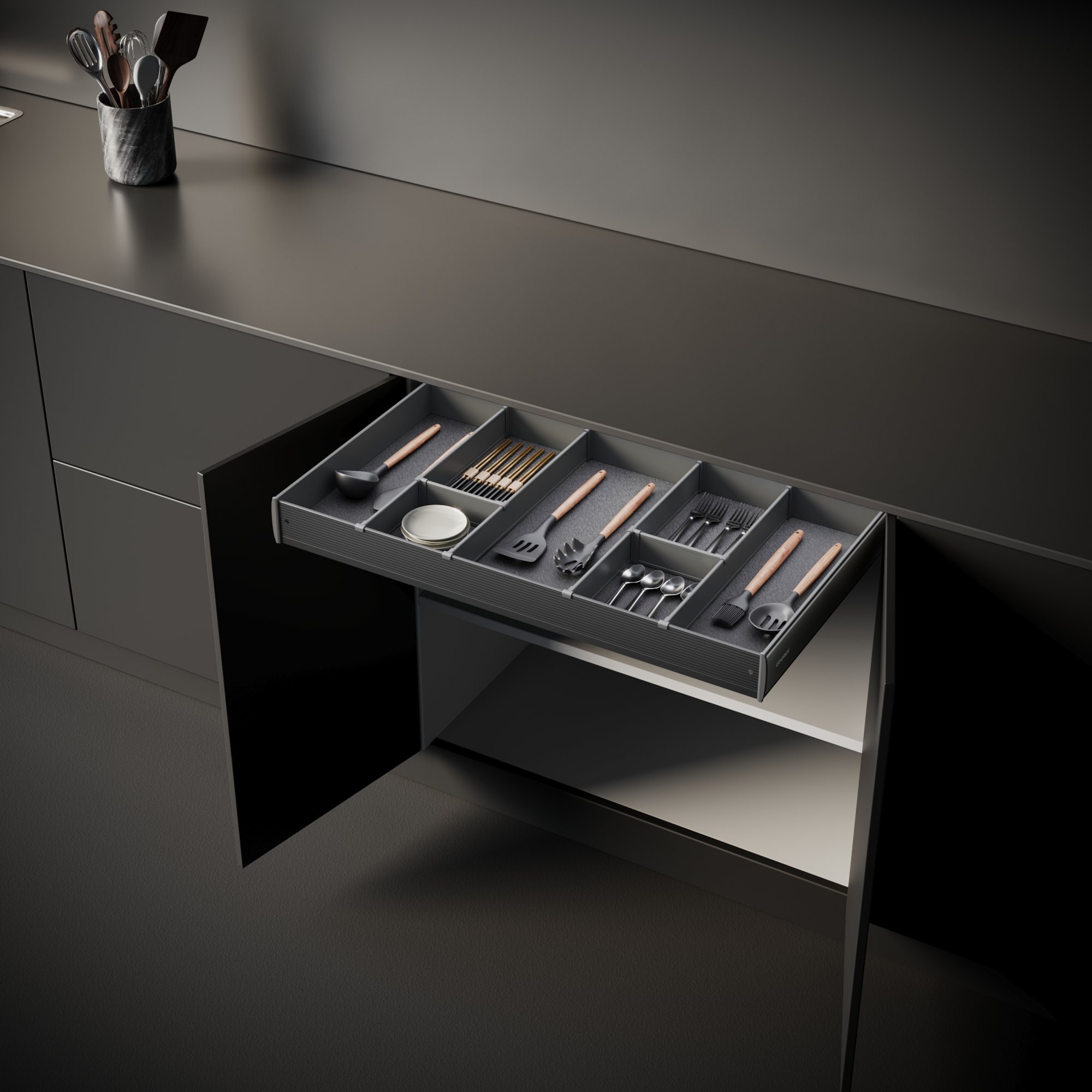 Goldmine kitchen cabinet pullout organizers cabinet storage baskets with movable divider soft closing drawers for cabinet