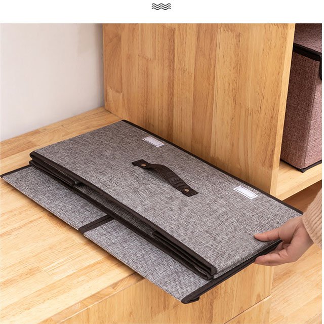 Factory Wholesale Linen Collapsible Box Foldable Fabric Clothing Shelf Organizer Basket Folding Storage Box with Lid