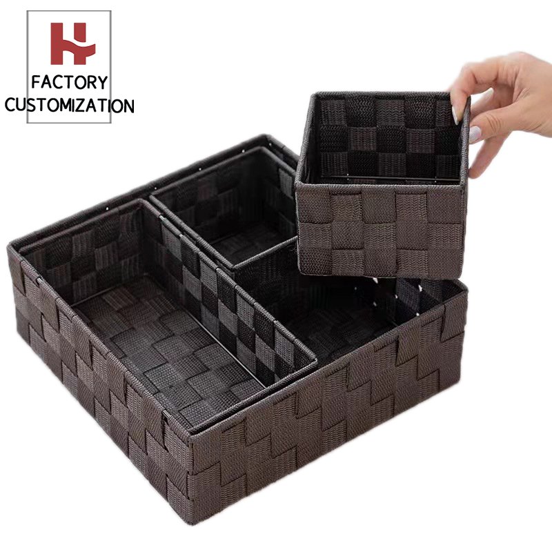Woven polypropylene basket Closet Bin Container Tote Organizer Divider pp Woven Storage Boxes & Bins for Drawer