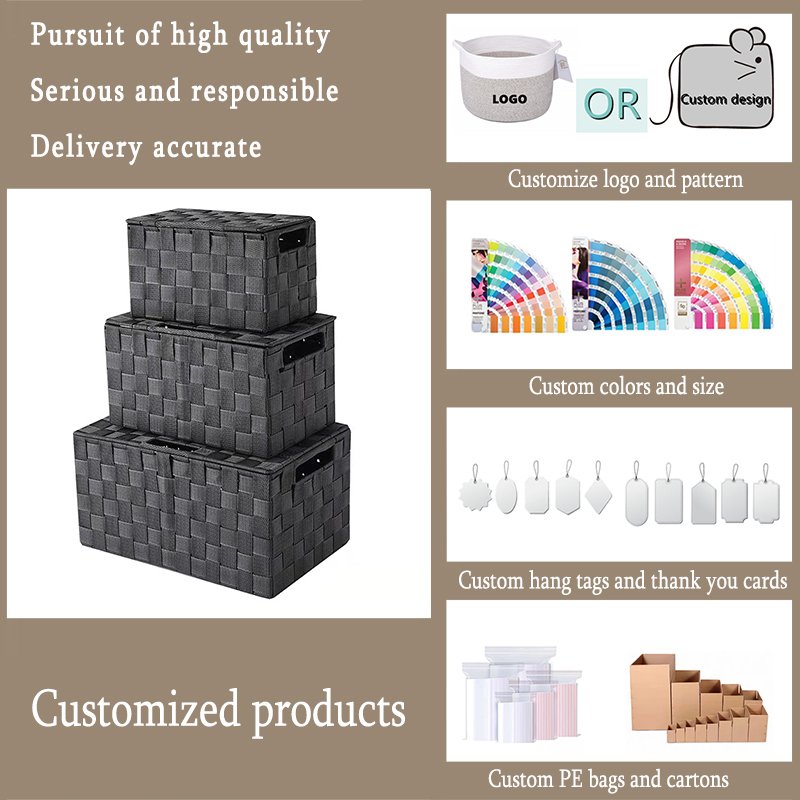Woven polypropylene basket Closet Bin Container Tote Organizer Divider pp Woven Storage Boxes & Bins for Drawer