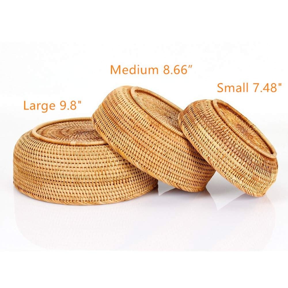 Round Vietnam Woven Basket Bamboo Rattan Basket for Food Serving Tray or Item Storage