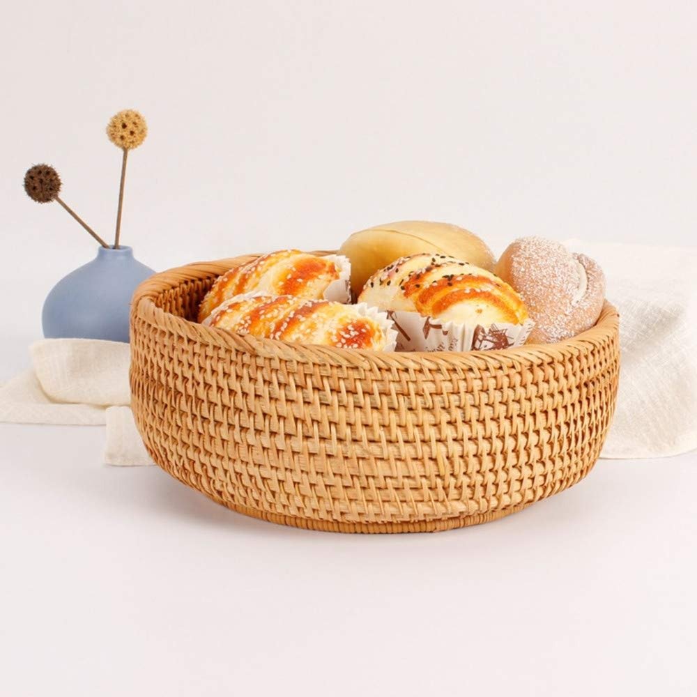 Round Vietnam Woven Basket Bamboo Rattan Basket for Food Serving Tray or Item Storage