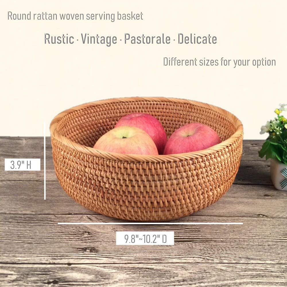 Round Vietnam Woven Basket Bamboo Rattan Basket for Food Serving Tray or Item Storage