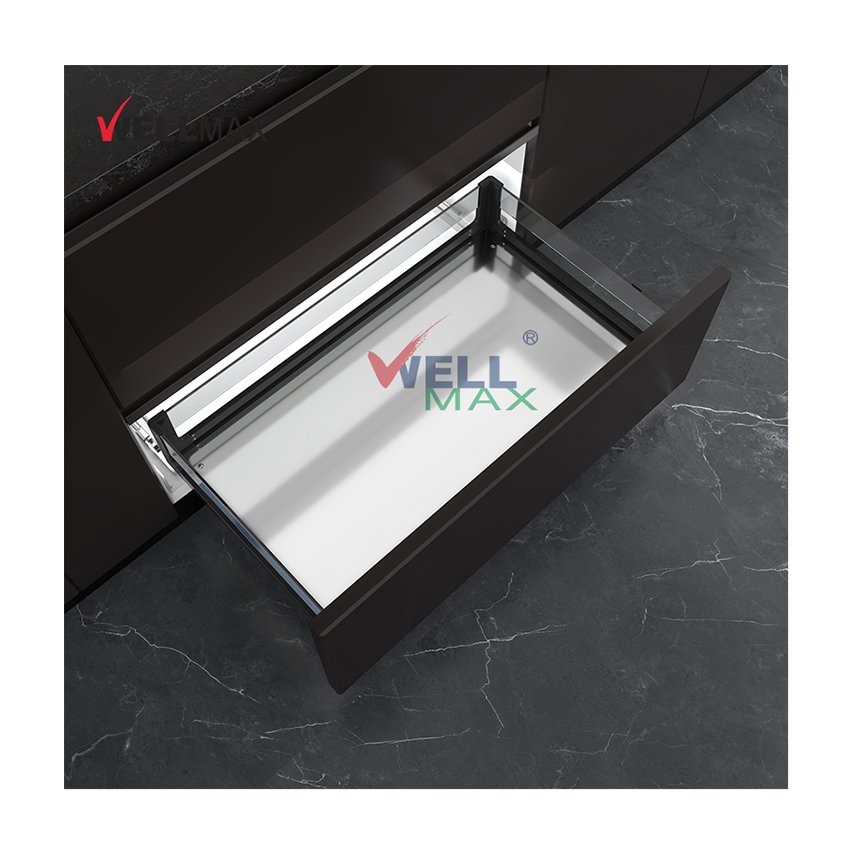 WELLMAX Modern Stainless Steel Shelf Pans Dish Under Sink Organizer Storage Kitchen Pull Out Drawer Basket