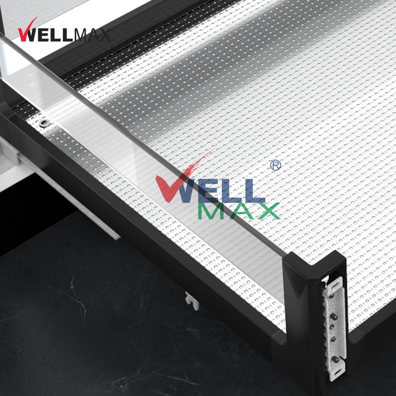 WELLMAX Modern Stainless Steel Shelf Pans Dish Under Sink Organizer Storage Kitchen Pull Out Drawer Basket