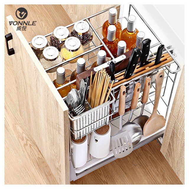 Kitchen Dish Storage Rack Pullout Cabinet Pull-Out Drawer Bowl Plate kitchen basket basket drawers pull out basket