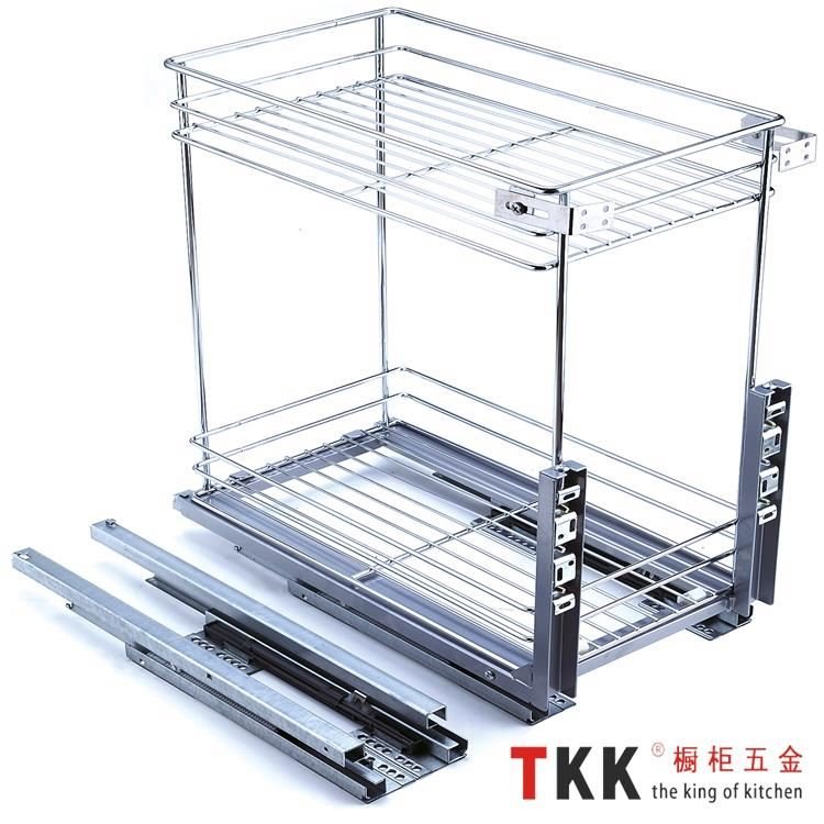 TKK Kitchen Cabinets Accessories Slide Wire Storage Basket Pull out Basket Soft Stop Multi Purpose Square Wire Basket