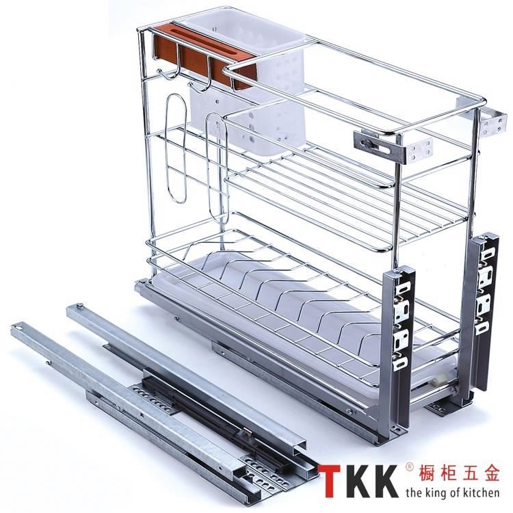 TKK Kitchen Cabinets Accessories Slide Wire Storage Basket Pull out Basket Soft Stop Multi Purpose Square Wire Basket