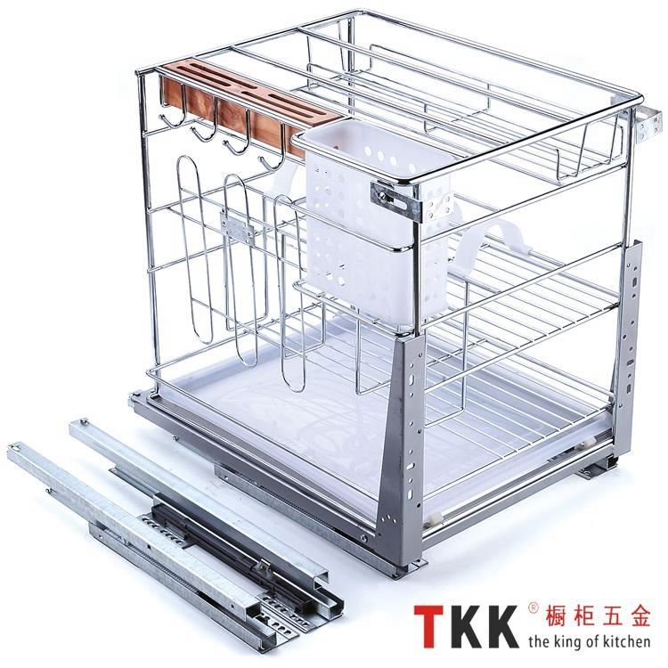 TKK Kitchen Cabinets Accessories Slide Wire Storage Basket Pull out Basket Soft Stop Multi Purpose Square Wire Basket